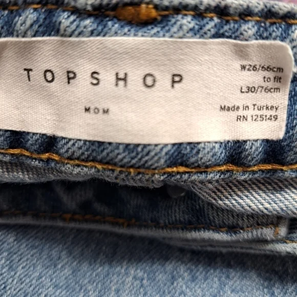 Top Shop High Waist Pink Ombre Mom Jean  Size 26/30 - Picture 7 of 8